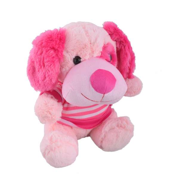 М'яка іграшка собачка в кофтині 34 см рожева