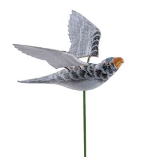 Декор для растений на металлическом стержне попугай серый