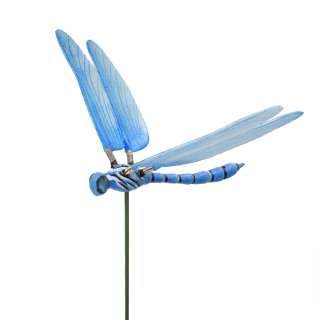 Декор для растений на металлическом стержне стрекоза голубая