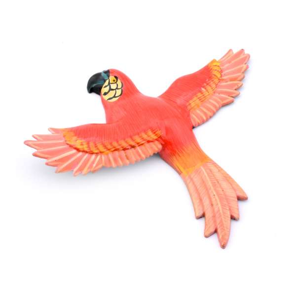 Магніт Папуга червоний з рожевими крилами 13х11см