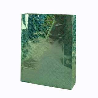 Пакет подарочный голограмма 29х37 см снежинки зеленый