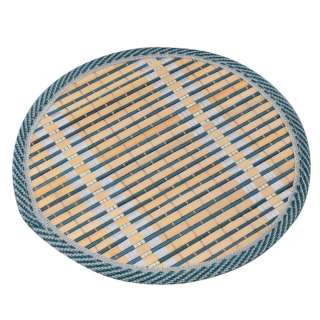 Подставка под горячее бамбуковая соломка круглая 18 см бежево-синяя