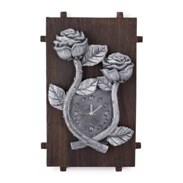 Годинник настінний на дерев'яній основі 36x21см Троянди