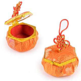 Шкатулка для ювелирных украшений тканевая шестиугольная 8х8х5 см оранжевая