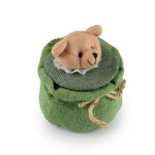 Шкатулка мешочек мишка 15х13х13 см зеленая светлая