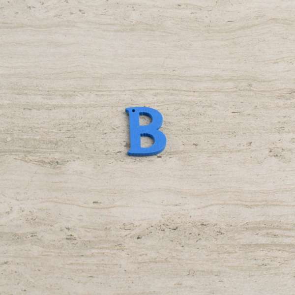Пришивной декор буква B синяя, 25мм