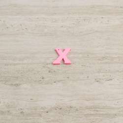 Пришивний декор літера X рожева, 25мм