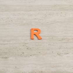 Пришивной декор буква R оранжевая, 25мм