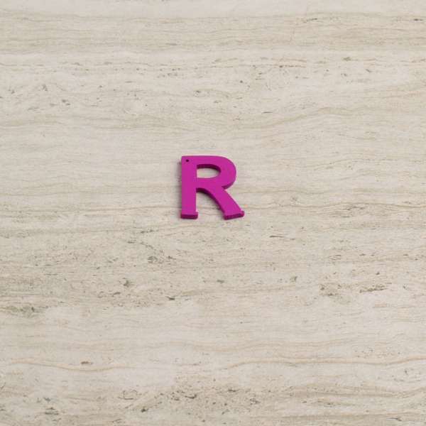 Пришивний декор літера R фіолетова, 25мм