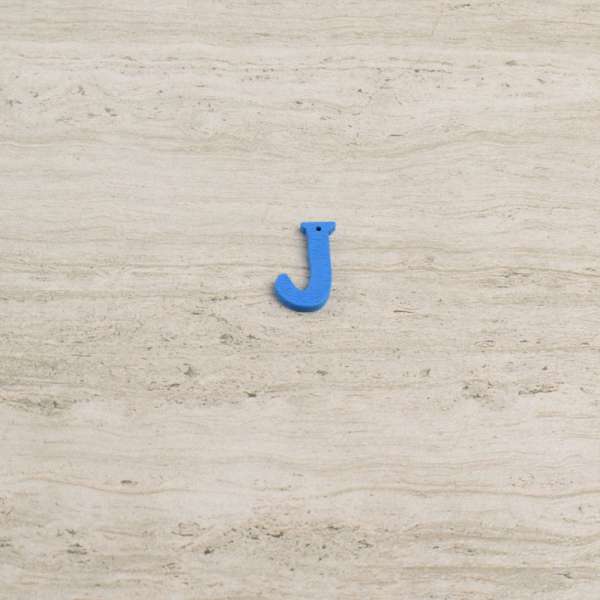 Пришивной декор буква J синяя, 25мм