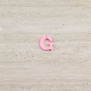Пришивной декор буква G розовая, 25мм