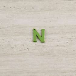 Пришивной декор буква N зеленая, 25мм