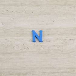 Пришивний декор літера N синя, 25мм