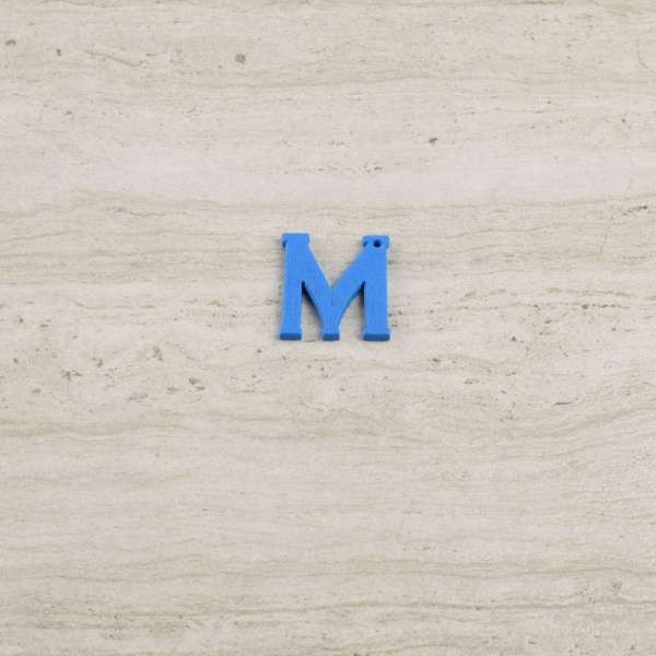 Пришивний декор літера M синя, 25мм