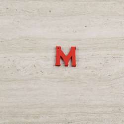 Пришивной декор буква M красная, 25мм