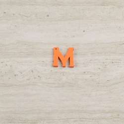 Пришивной декор буква M оранжевая, 25мм