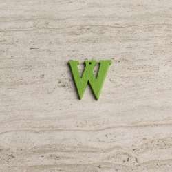 Пришивний декор літера W зелена, 25мм