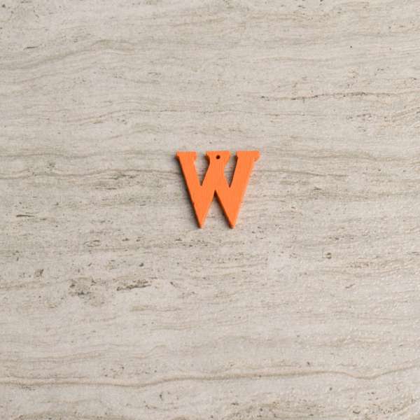 Пришивний декор літера W помаранчева, 25мм