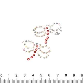 Термоапликация стразы металл Стрекозы 50х50мм серебристо-красная