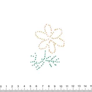 Термоаплікація стрази метал Квітка 55х80см золотисто-зелена