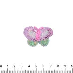 Нашивка с пайетками Бабочка 35х50мм розовая