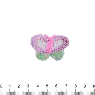 Нашивка з паєтками Метелик 35х50мм рожева