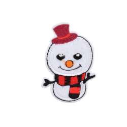 Термоаппликация Снеговик в шляпе красной 60х90мм