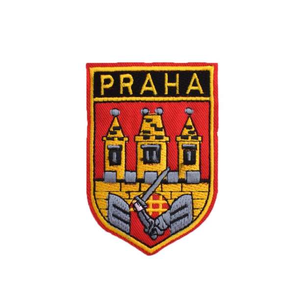 Термоаппликация Герб PRAHA с замком 50х80мм красный