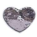 Нашивка Пайетки сердце 220х180мм серебро/сиреневый
