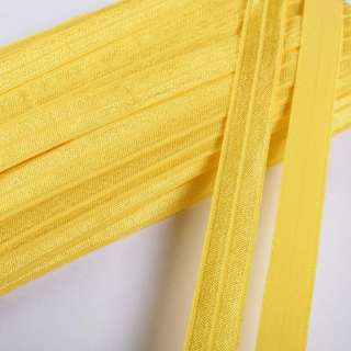 Косая бейка стрейч 15 мм желтая светлая