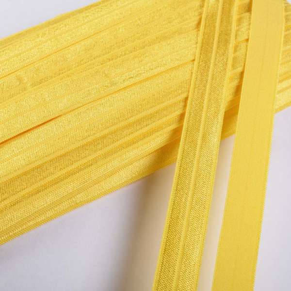 Косая бейка стрейч 15 мм желтая светлая