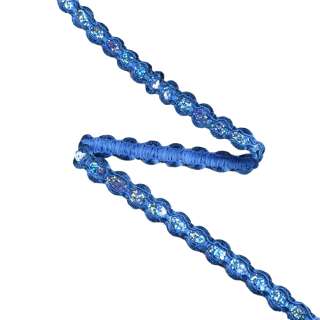 Тасьма з паєтками плетена 15мм синя