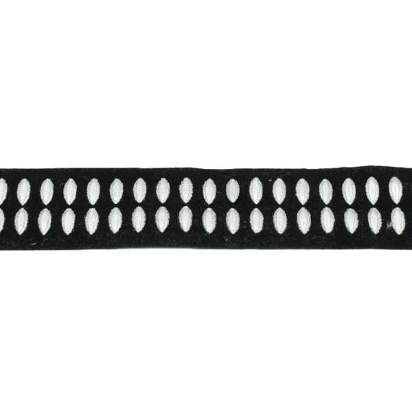 Лента черная с серебристыми овалами ш.2,5 см
