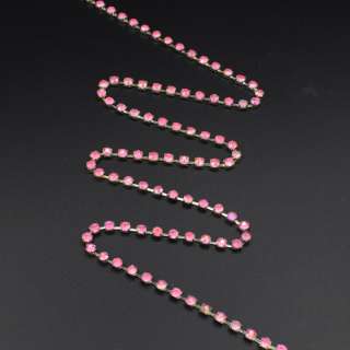 Тесьма со стразами 4 мм радуга 3 мм розовая серебро