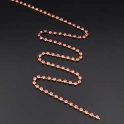Тесьма со стразами 4 мм радуга 3 мм розовая золото