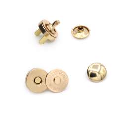 Застежка-кнопка магнитная для сумки золото, 14мм (3 части)