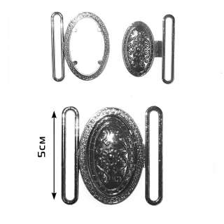 Пряжка металл разъемная 50мм овал 55х55мм никель