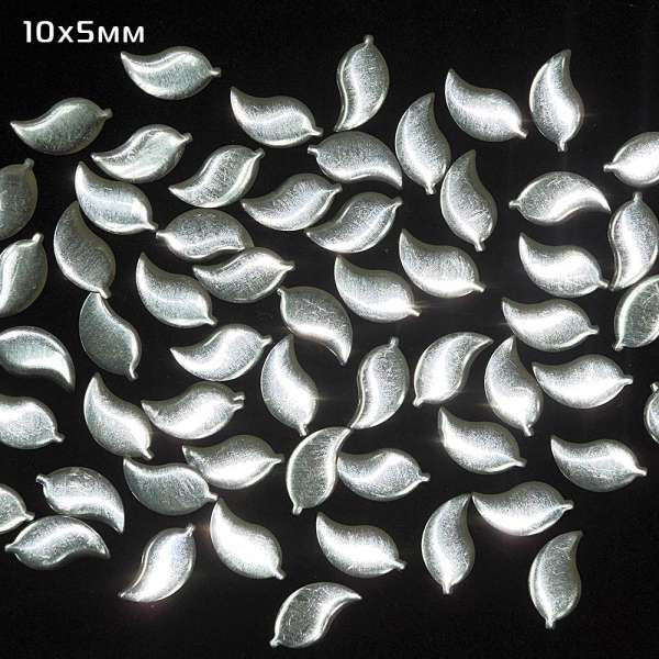 Термострази метал листочок 10х5мм сріблясті