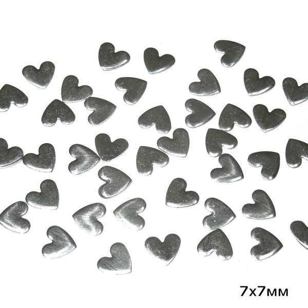 Термострази метал серце 7х7мм сріблясті