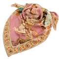 Платок шелковый 106х106 см Георгий Победоносец, кайма с орнаментом, розовый