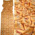 Хустка-шарф шовкова 53х170 см квадрати, коні, жовта