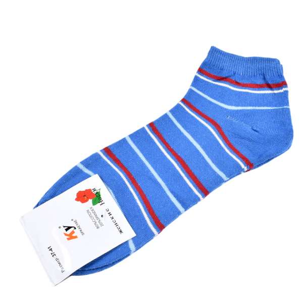 Шкарпетки блакитні темні в червоно-блакитну смужку (1пара)