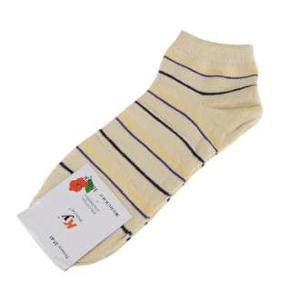 Носки бежевые светлые в желто-фиолетовую + черную полоску (1пара)