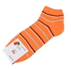 Шкарпетки помаранчеві в коричнево-білу + сіру смужку (1пара)