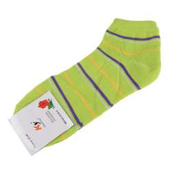 Шкарпетки салатові в фіолетово-сіру + жовту смужку (1пара)