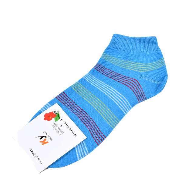 Шкарпетки блакитно-бірюзові в біло-червону смужку (1пара)