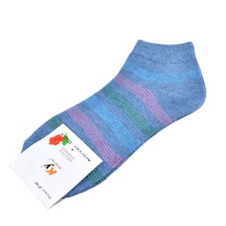 Носки серо-голубые в розово-зеленую полоску (1пара)
